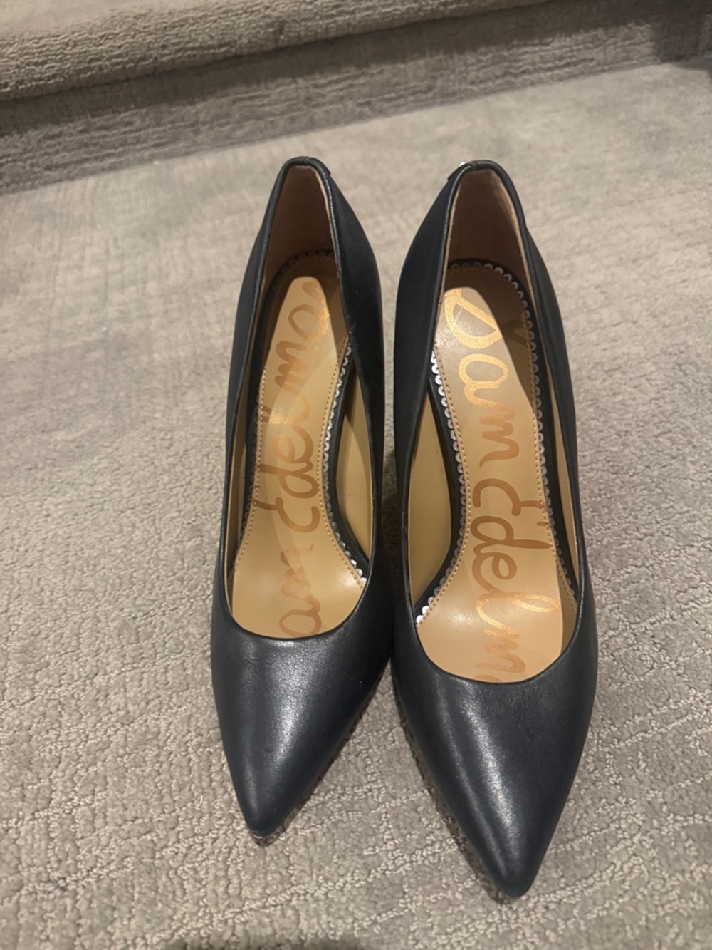 Sam Edelman Black Pointed-Toe Leather Pumps